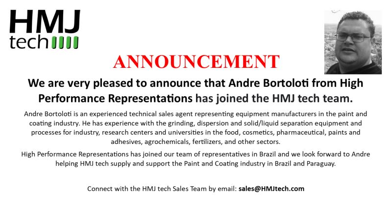 HMJ tech is pleased to announce that Andre Bortoloti from High Performance Representations has joined our team of representatives in Brazil.